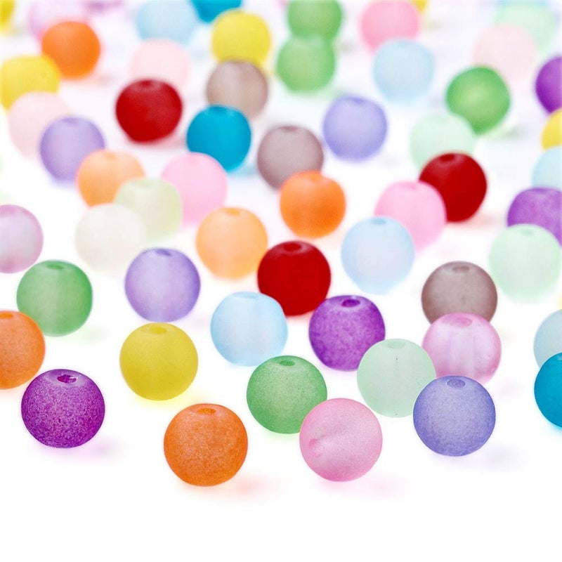 Craftdady 500Pcs 4mm Transparent Frosted Glass Beads Tiny Crystal Glass Round Loose Spacer Beads Random Mixed Colors for Jewelry Making Hole: 1mm - Image 2